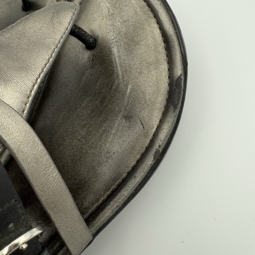 Cole Haan NikeAir Women's Wedge Sandals‎ Size 8 Metallic Gray Leather Thong - Picture 11 of 11